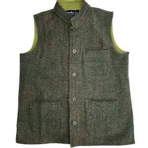 Fabindia green wool tweed gilet waistcoat KIDS vest 4-6 years M India Ethnic